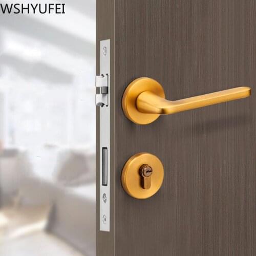WSHYUFEI High-end Household Mute Room Door Lock Handle Interior Door Knob Lock Luxurious Anti-Theft Gate Lock Furniture Hardware