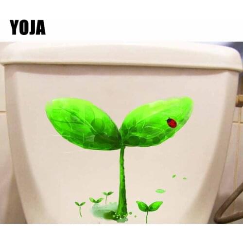 YOJA 23X19.5CM Cute Cartoon Water Color Plant Ladybug Kids BedRoom Home Decor Toilet Decal Wall Sticker T5-1094