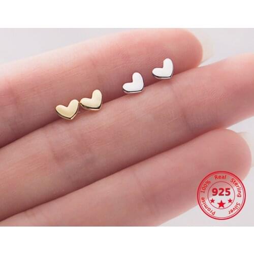 2020 Hot Stud Earrings 18kGold 925 Sterling Silver For Women Sweet Glossy Simplicity Girl Heart Earrings Jewelery Holiday Gift