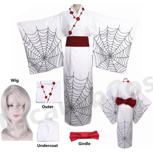 New Hot Anime Demon Slayer Kimetsu no Yaiba Spider Oni Ayaki Rui Cosplay Costume Mens Kimono Full set Halloween Party Outfit