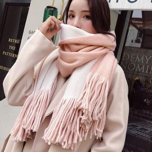 Winter Scarf For Women Thicken Foulard Femme Long Knitted Scarves Blanket Bufandas Warm Fashion Tassels Shawls Wraps Pashmina