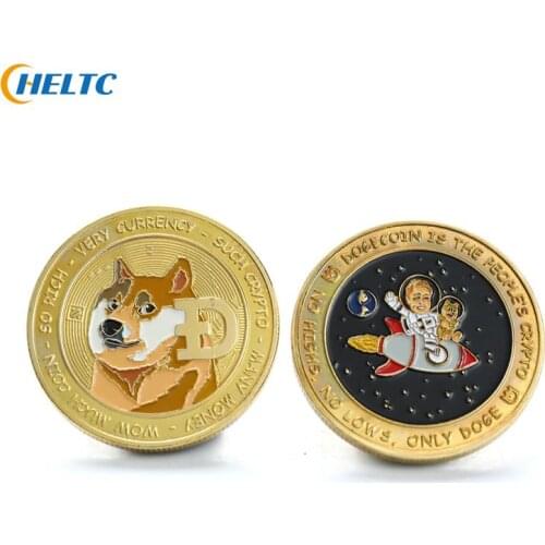 1PCS Gold Color Dogecoin To The Moon Coin Cute Dog Pattern Dog Souvenir Collection Gifts