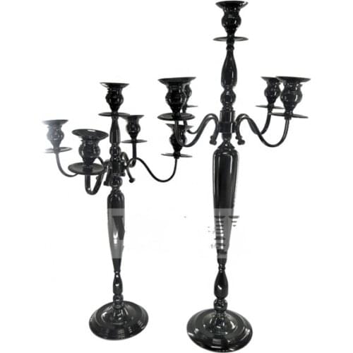 12pcs)Centerpieces Candelabra candle holder black 5 Arms Wedding candlestick yudao1796