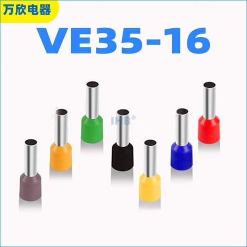 200pcs E35-16 Tubular Wire Cold Pressure Connector Electrical Terminals Cable Crimps Wire Ferrules VE35-16