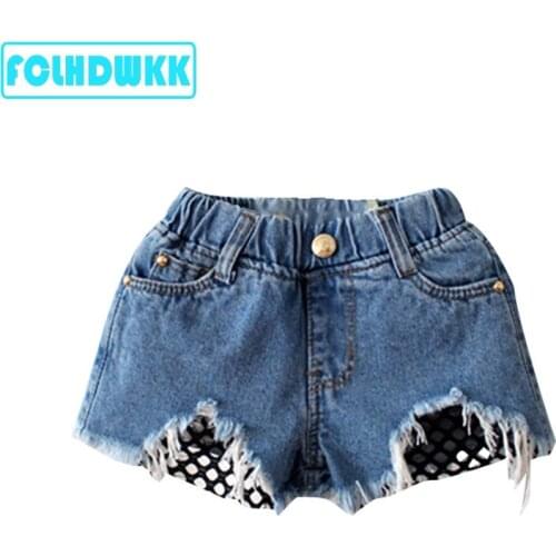 2018 Summer Fashion Children Denim Shorts Cotton Kids Girls Cute Short Lace Shorts For Girls Kids Casual Jeans Shorts 3-9years