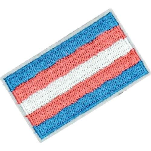3" Transgender Pride Flag GAY LESBIAN LGBT EMBROIDERED IRON ON PATCHES CREST BADGE For clothing clothes baseball cap bag
