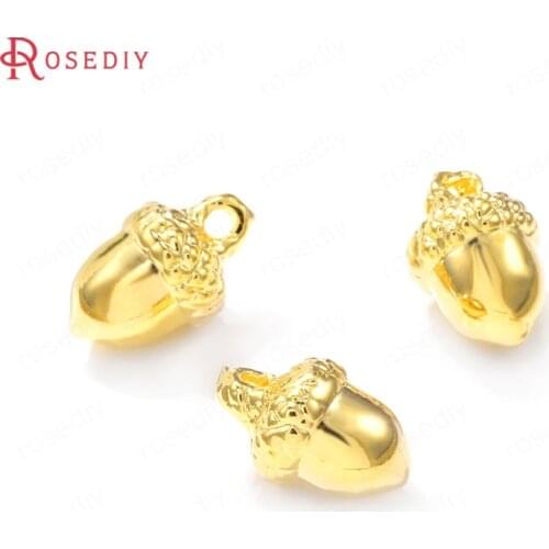 38132)10PCS 6x10MM Hole 1.5MM 24K Gold Color Brass Pinecone Charms Pendants Jewelry Making Supplies Diy Findings Accessories