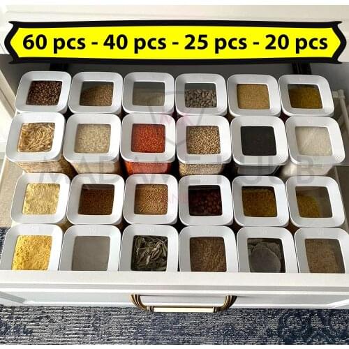 30 Pcs Square Storage Box for Kitchen Food Container Set Vacuum Transparent Airtight Organizer Pasta Tea Sugar Rice Coffee Oat