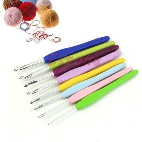 8 Size Knitting Crochet Multicolor Soft Plastic Handle Aluminum Crochet Hooks Knitting Needle New Hot