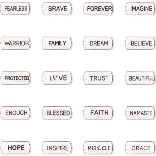 80Pcs Mix Plated Word Message Letter Charm DIY Metal Charms for Jewelry & Bracelet Making