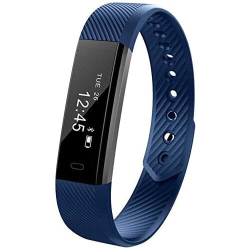 Bluetooth Color Smart Bracelet USB Charging Heart Rate Sleep Monitoring Activity Tracker Watch Compatible with iOS Android -Blue