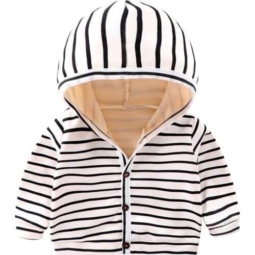 Bobora Infant Boys Girls Clothes Cute Hooded Striped Coat Winter Warm Coat Outerwear Jacket Kids Cute Coats