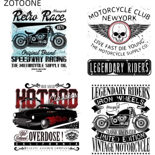 ZOTOONE Motorcycle Patches for Kids Iron on Skull Stickers for Clothing Printed Letter Badge Thermal Transfer Patch for T-shirt