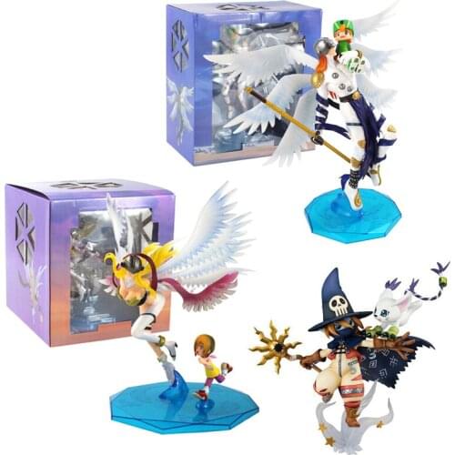 Digimon Adventure Anime Figures Angewomon Angemon Tailmon and Wizarmon Action Figures Model Ornament Childrens Toys