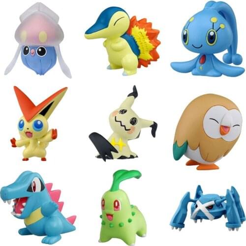 Takara Tomy Pokemon Kids Toys Anime Figures Plyduck Squirtle Pikachu Mew Greninja Action Figures Collections Model Dolls Gifts
