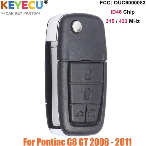 KEYECU Flip Remote Car Key Fob 4+1 Button 315MHz / 433MHz for Pontiac G8 GT 2008 2009 2010 2011 FCC ID: OUC6000083