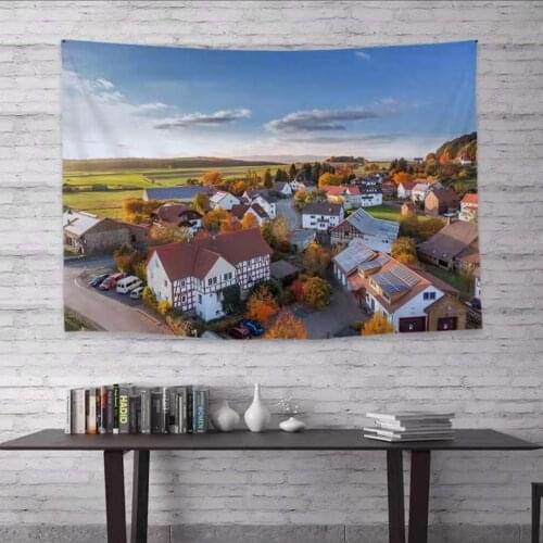 Tapestry Urban Architecture Landscape Cloths Room Decor Background Aesthetic Art Town Rural House Decoration Hanging Cloth