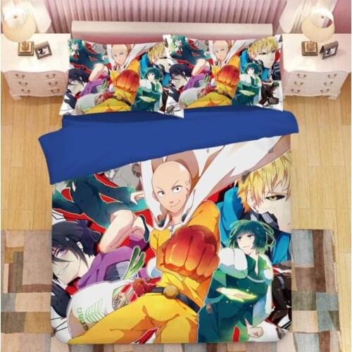 ONE PUNCH MAN Bedding Set Cartoon anime Duvet Covers 3D bedding Pillowcases kids Cartoon Comforter Bedding Sets bed linen 08