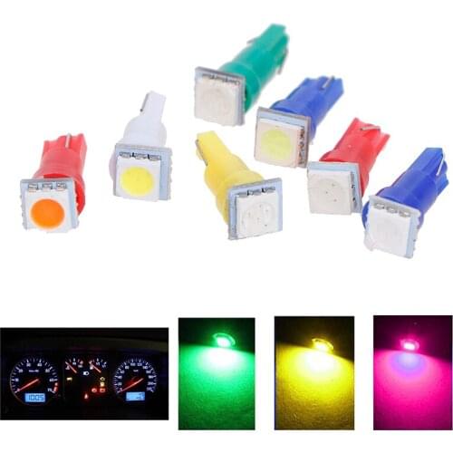 DIC 50Pcs T5 5050 1SMD Instrument Light bulbs 24V DC Wedge LED White Green Yellow Pink Red Blue Car Auto Dashboards Gauge Lamp