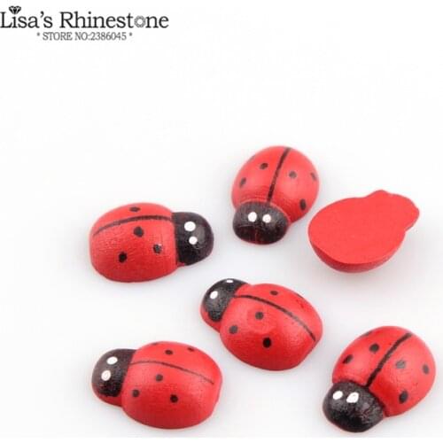 Fashion Red Wooden Ladybird Ladybug Wooden Buttons Cabochons Flatback For DIY Craft Home Party Holiday Decoration