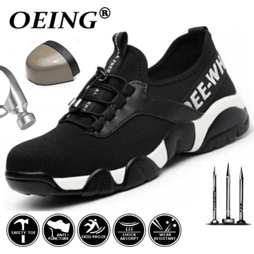 New Men Steel Toe Work Safety Shoes Lightweight Breathable Reflective Casual Sneaker Prevent Piercing Women Protective Boots