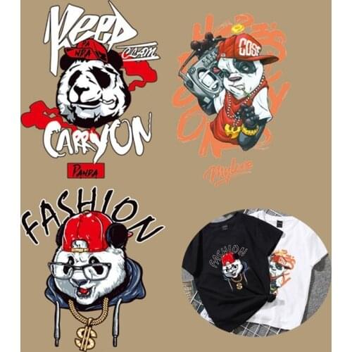 New Design Kungfu Panda Patch Iron On Clothes Badges Washable Heat Transfer Diy Animal Accessory Clothing Decor Stickers