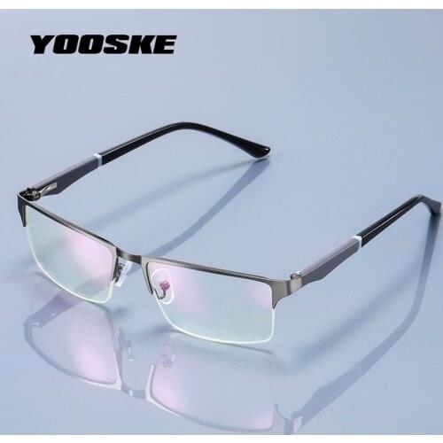 YOOSKE Double Light Reading Glasses Men Anti Blue Light Half-frame Business Computer Prescription Eyeglasses Diopter +1.0~4.0