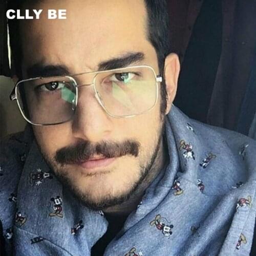 Vintage Square Eyegalsses Frame Men Oversize Alloy Metal Optical Frames Myopia Prescription Glasses Frame Clear lens Eyewear