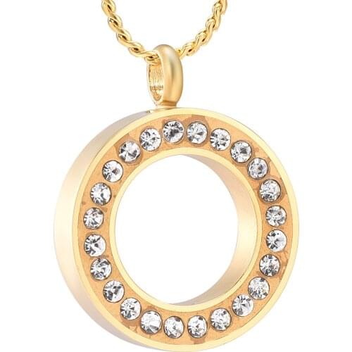 Circle of life Urn Necklace Cremation Necklace for Ashes with Crystal Fine Keepsake Memorial Jewelry