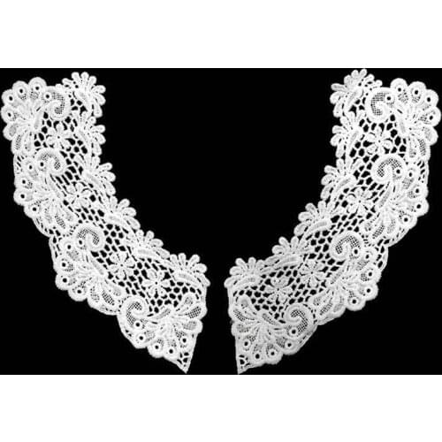 A pair of Neckline lace Embroidered Applique Lace Fabric Sewing Supplies Beautiful High Quality collars Lace