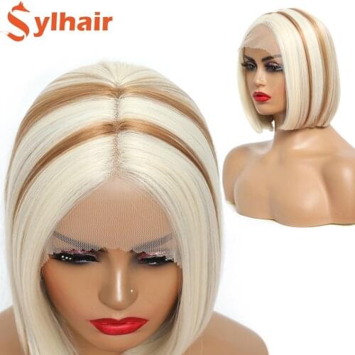 Sylhair Bob Wigs Lace Front Bob Wigs for Women Straight Bob Wigs With Transparent lace Middle Parting Hairline