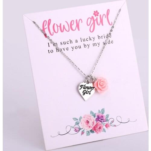 Flower Girl Bride Maid of Honor Honour Pendants Necklaces Wedding Women Girl Jewelry Party Birthday Gift Drop Shipping