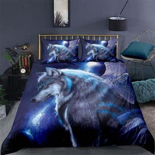 Luxury 3D Wolf Print Home Living Comfortable Lion Duvet Cover Set Pillowcase Kids Bedding Set Queen and King EU/US/AU/UK Size