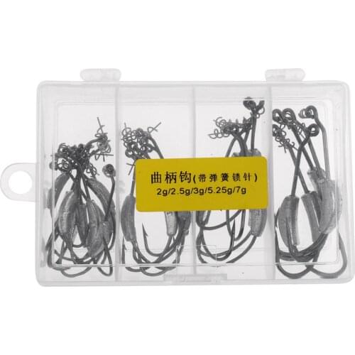 Barbed Lead Offset Fishing Hooks Worm Jig Big Hook with Screw Pin Spring