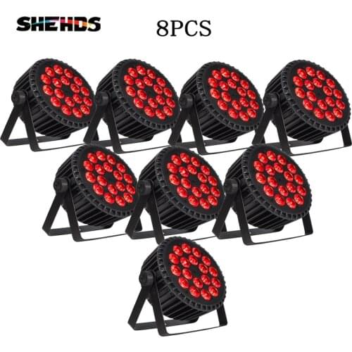 SHEHDS 8PCS Aluminum Alloy LED Flat Par 18x12W RGBW/18x18W RGBWA+UV LED Lighting DMX512 Disco Professional Stage DJ Equipment