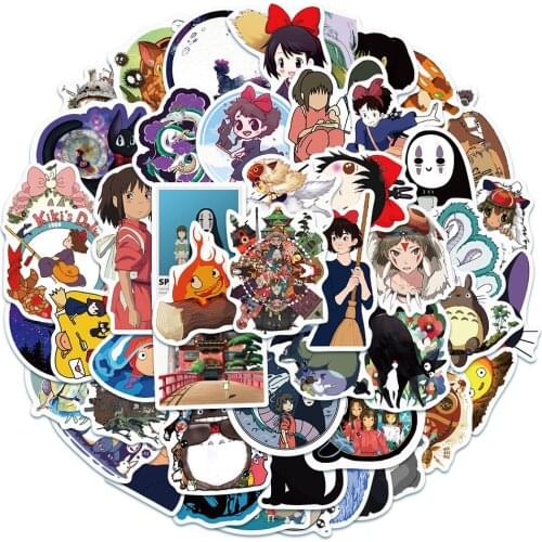 10/50Pcs Miyazaki Hayao Anime Stickers Moving Castle Spirited Away Cartoon Stickers For Bike Laptop Book Luggage Kids Toys
