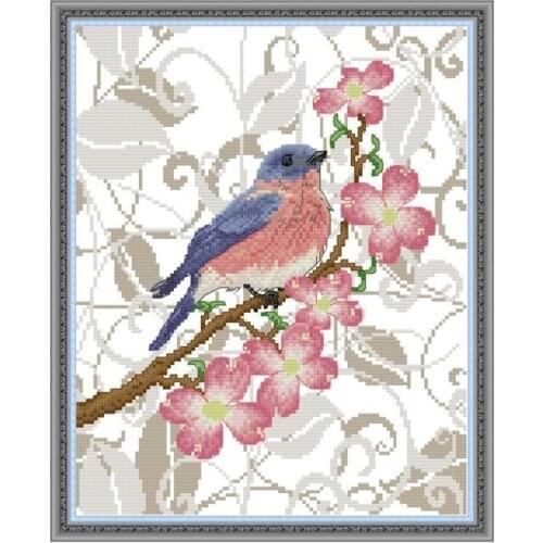 Three Birds on Branches 3 cross stitch kit aida 14ct 11ct count printed canvas stitches embroidery DIY handmade needlework