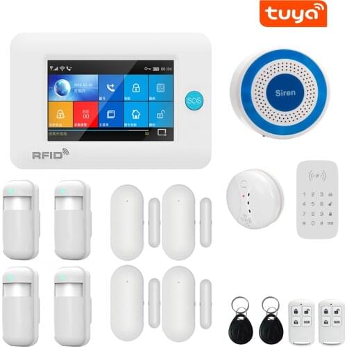 Tuya APP WiFi 2G GSM GPRS Intelligent Home Alarm Burglar System 4.3 inch Touch Screen