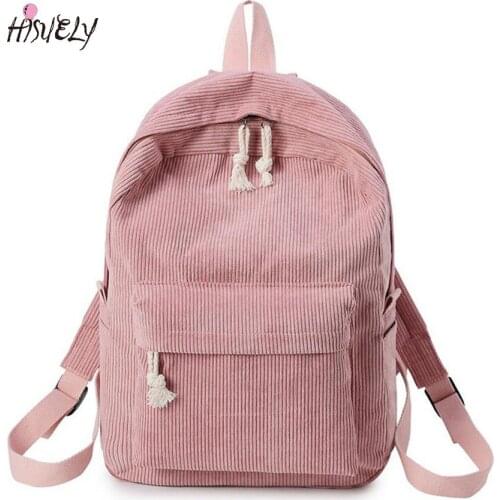 2021 Preppy Corduroy Women Backpack for School Teenagers Girl Vintage Stylish School Bag Ladies Backpack Female Bookbag Mochila
