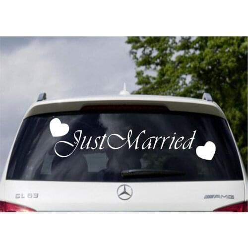 Just Married Car Window Banner Vinyl Sticker Decal Wedding Sign Love Hearts Decals Mural Removable Wedding Decor B197