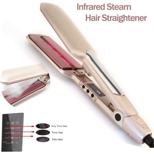 Hair Straightener Infrared Flat Iron Hair Hot Comb Steam Curling Iron Tourmaline Anti-Static For Hair 2 In 1 Straightener Curler
