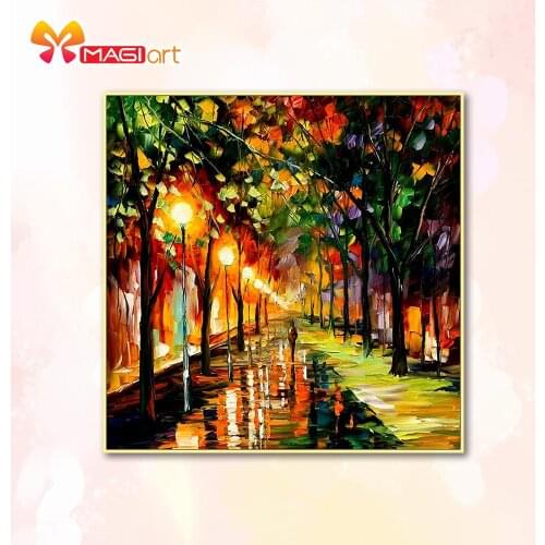 Cross stitch kits Embroidery needlework sets 11CT water soluble canvas patterns 14CT Street light-NCMS064