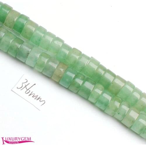 High Quality 3x6mm Smooth Green Color Natural Aventurine Rondelle Shape DIY Gems Loose Beads Strand 15" w3707