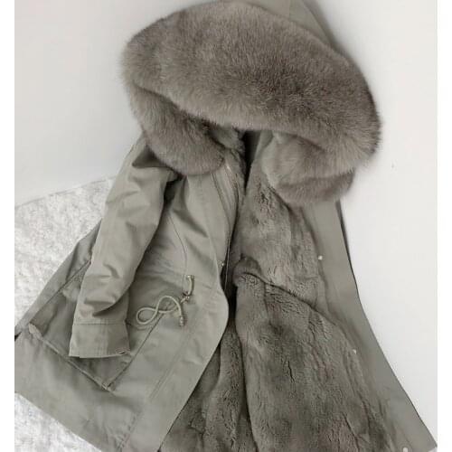 AYUNSUE 2020 Winter Coat Women Parka Real Fur Coat Female Rabbit Fur Liner Long Jacket Women Fox Fur Collar Warm Parkas MY4574