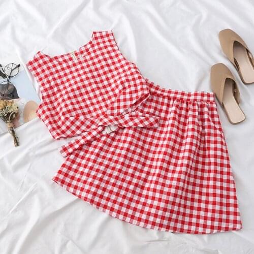 Women Sets Zipper Plaid Tank Top and Skirts Two Pieces Outfits Women Sets Top and Mini Skirts Sets Women 2021 Summer