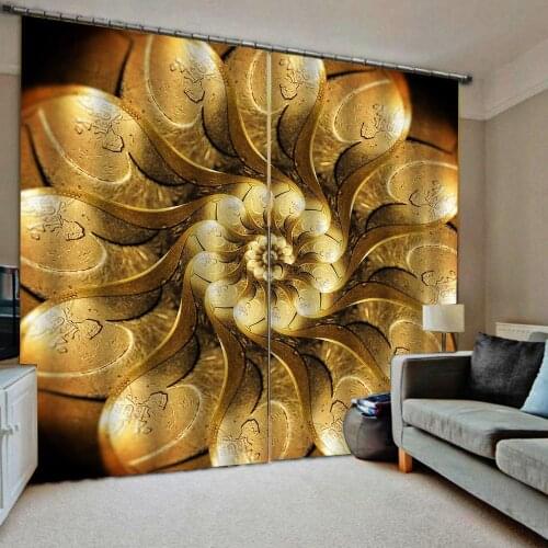 Golden curtains flower 3d Curtains Blackout for Living Room Kids Bedroom Fabric blackout curtains