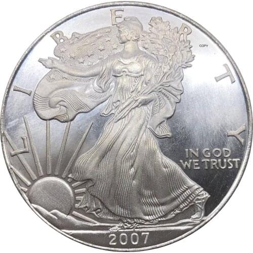 United States 1 Dollar American Silver Eagle Bullion Coin 2007 W Type Plated Silver Commemorative Coin Copy coin