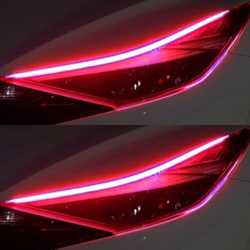 1pcs LED DRL Car Daytime Running Light Flexible Waterproof Strip Auto Headlights White Turn Signal Yellow Brake Flow Lights 12V