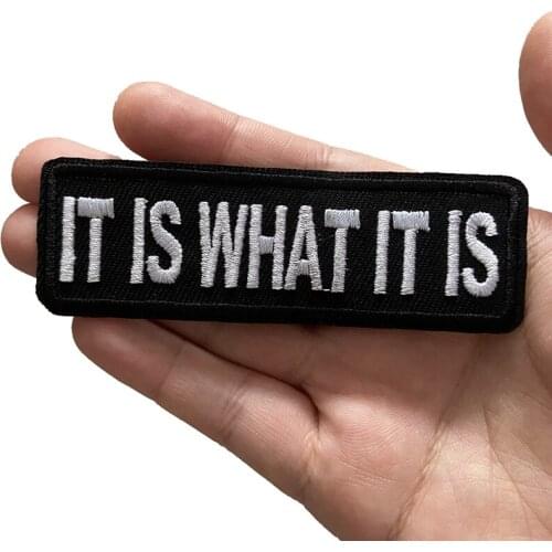 10pcs/lot It is what it is Embroidered Sew/Iron on Patch Black and White Words Patches Badge for Clothes