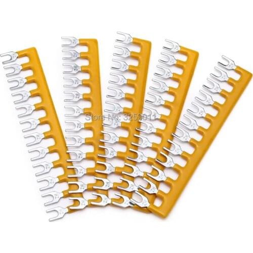 100PCS Pre Insulated Fork Type Terminal TB1512 / TBD-15A Wire Connector Barrier Strip Jumper Connector 15A 12 Positions